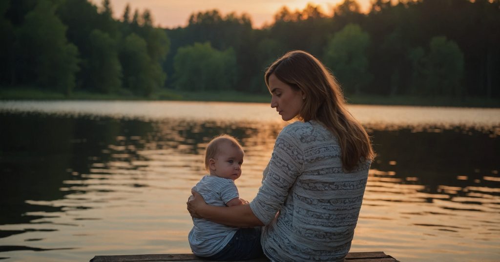 Cinematic_Kino_A_young_mother_with_baby_looks_thoughtful_and_d_1