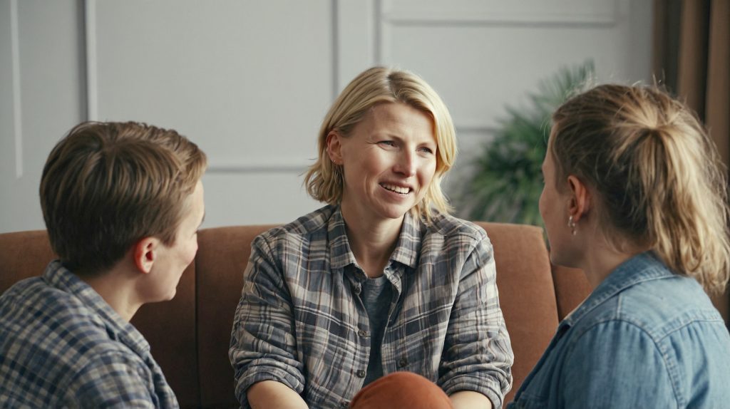 Portrait_Perfect_The_young_woman_gives_friendly_advice_to_a_yo_1